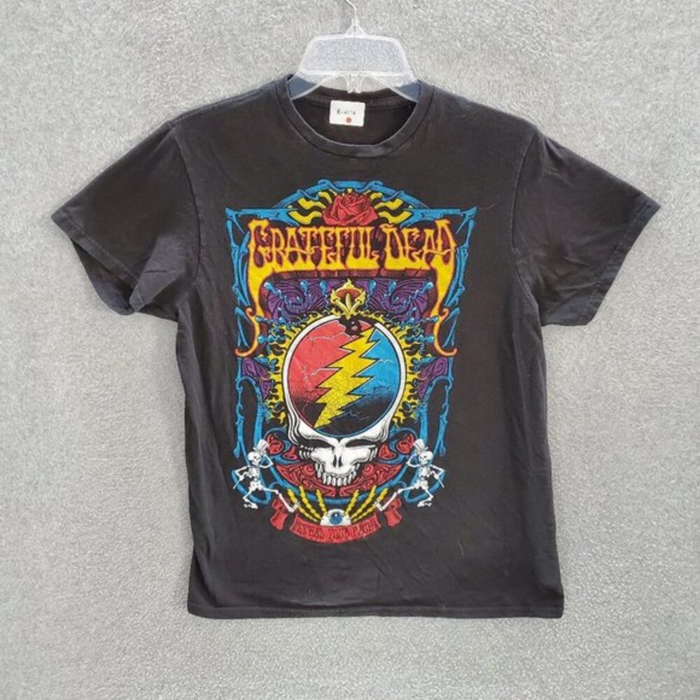 Grateful Dead Men T-Shirt S Black Dancing Skulls Rose Graphic‎ Steal Your Face